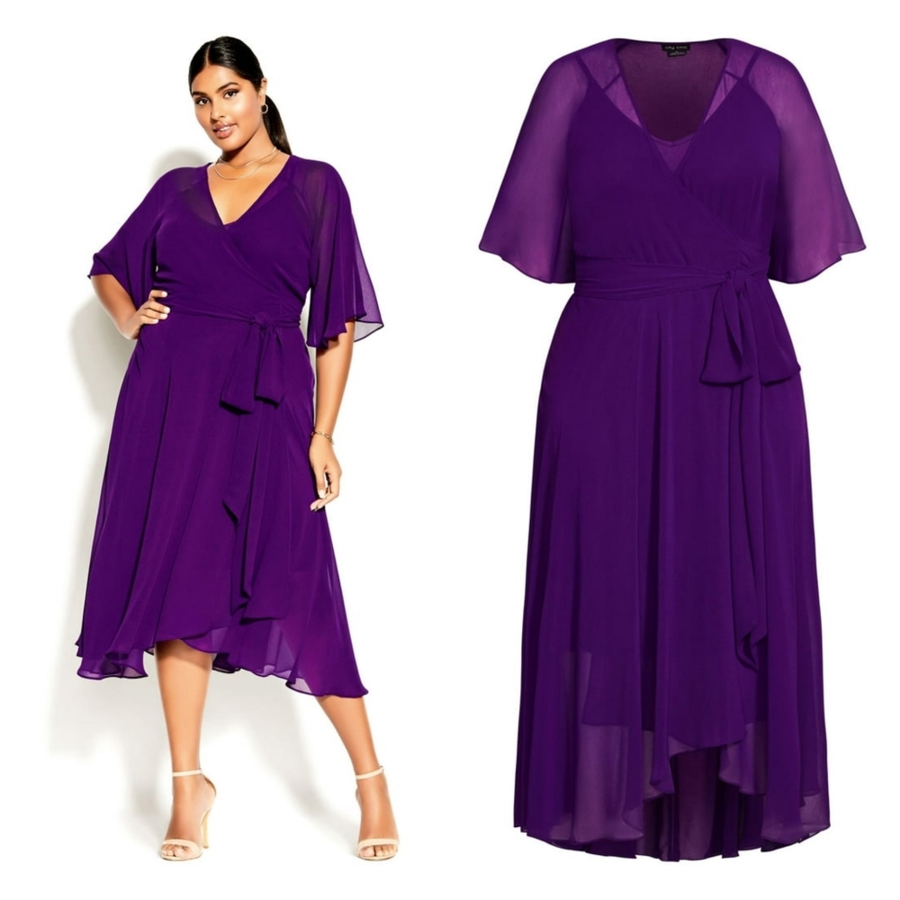 City Chic Enthral Me Dress | Deep Petunia | Size S (16) | NWT | Plus Size